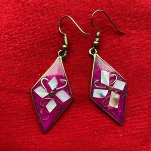 Purple diamond shaped earrings